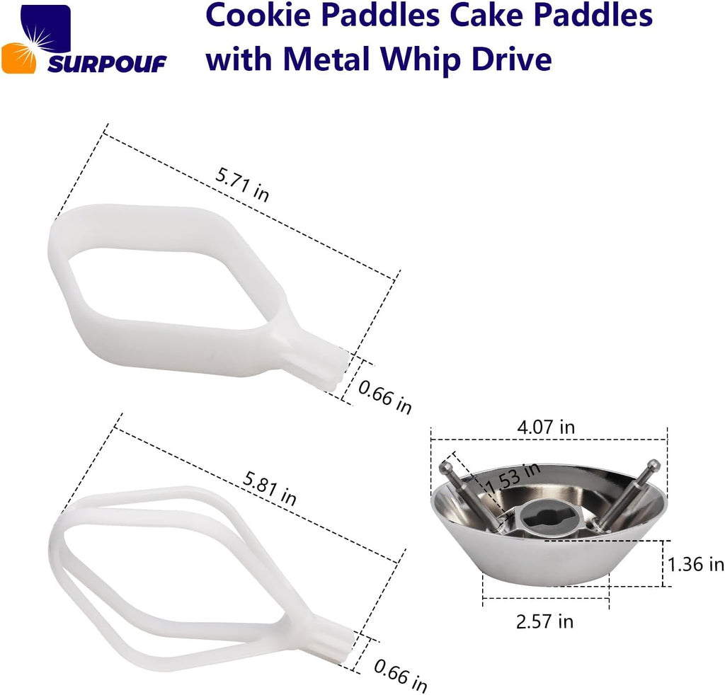 Cookie Paddles Cake Paddles with Metal Whip Drive Compatible with Universal Mixers Nutrimill Artiste Mixer