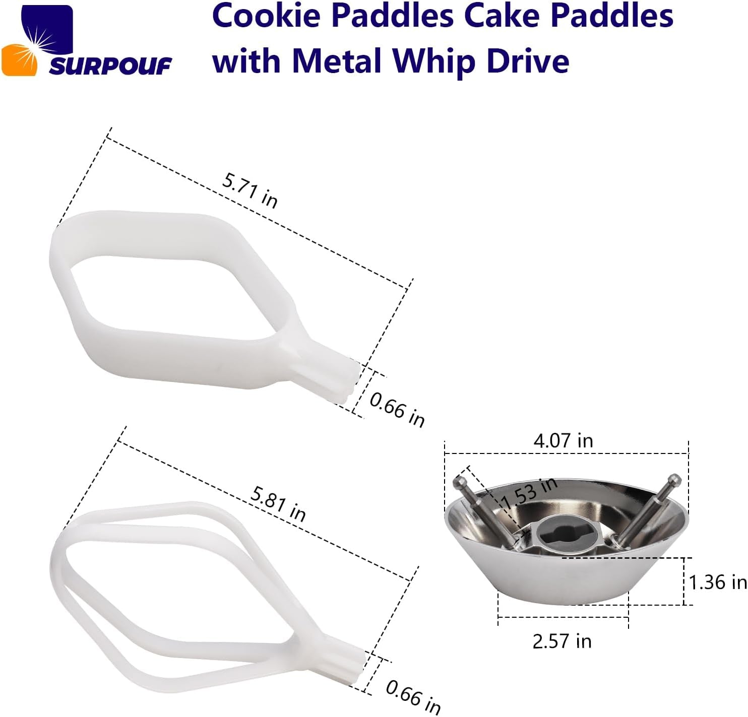 Cookie Paddles Cake Paddles with Metal Whip Drive Compatible with Universal Mixers Nutrimill Artiste Mixer