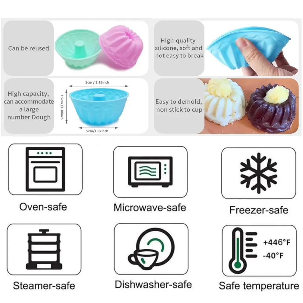 24 Pcs Reusable Silicone Baking Cups Food Grade Non-Stick Muffin Liners Silicone Donut Mold Multi Flower Shapes Reusable Muffin Liners Beauty & Personal Care