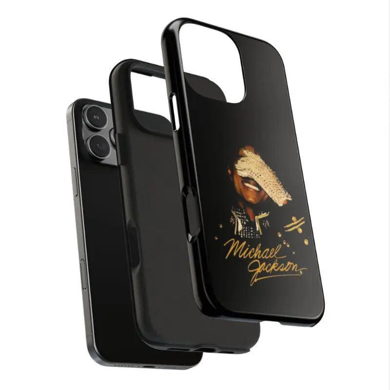 Michael Jackson Tough Phone Case with Iconic Glove Pose & Gold Signature - 2D Design Suitable for Iphone 17-11 Pro Max/Plus and Samsung Galaxy S23-25 - Impact Resistant Polycarbonate & TPU Lining - Protective Phone Cover
