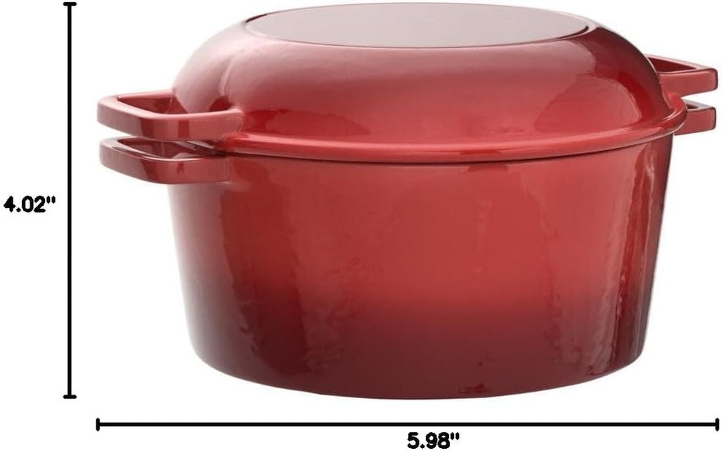 Elevate Your Cooking with the 2-In-1 Pre-Seasoned Cast Iron Dutch Oven and Skillet Lid - 5 Qt Versatile Cookware for Perfect Bread, Casseroles, and More