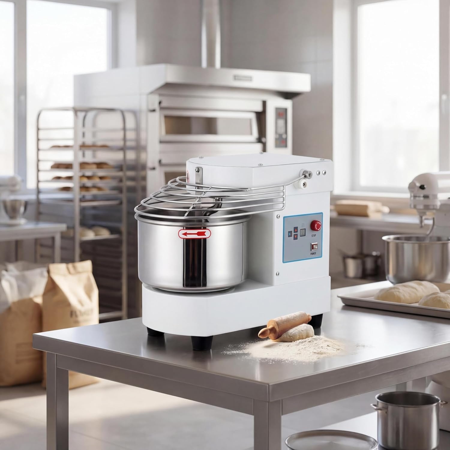 10.5 Qt Commercial Stand Mixer, 650W Touch Screen Control with Timer & Safety Shield, Dual Rotating Dough Machine, Stainless Steel Bowl for Restaurant & Bakery