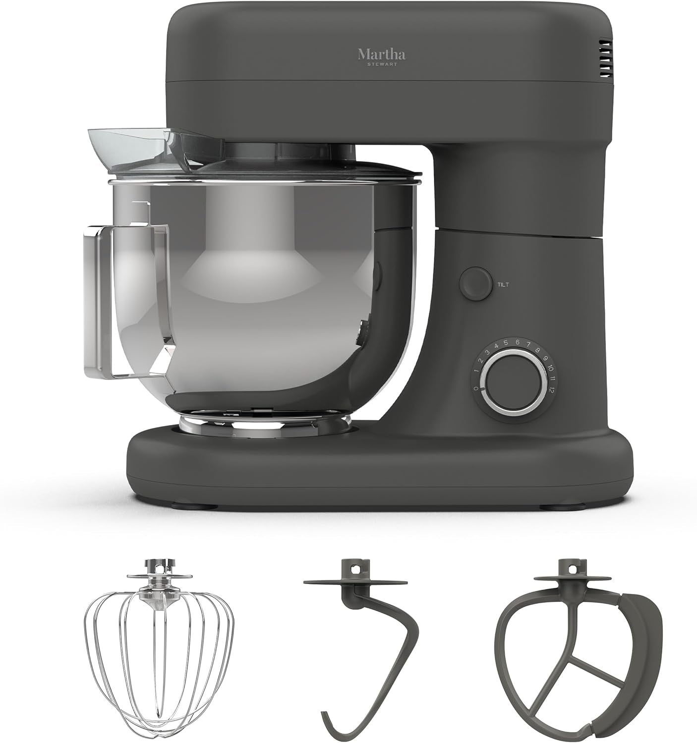 5.3Qt Stand Mixer, 12-Speed Tilt-Head Electric Kitchen Mixer with Stainless Steel Bowl, Dough Hook, Whisk & Beater, Splash Guard, Ideal for Baking Bread, Cake & Whipping, Caviar Gray