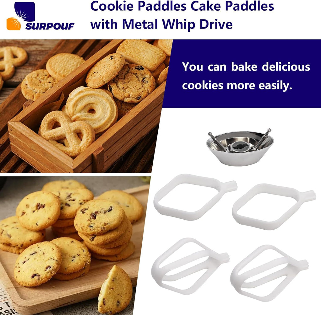 Cookie Paddles Cake Paddles with Metal Whip Drive Compatible with Universal Mixers Nutrimill Artiste Mixer