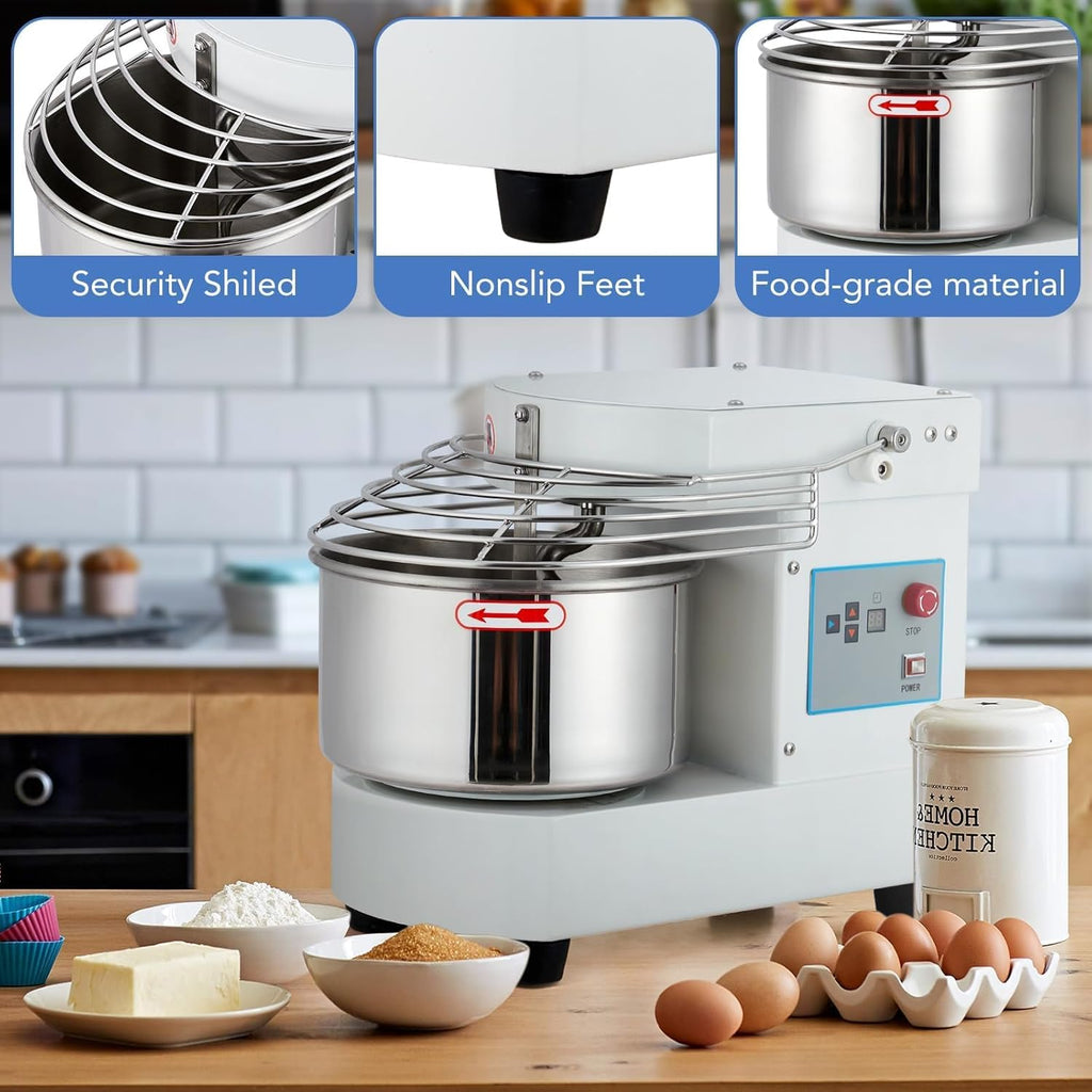 10.5 Qt Commercial Stand Mixer, 650W Touch Screen Control with Timer & Safety Shield, Dual Rotating Dough Machine, Stainless Steel Bowl for Restaurant & Bakery