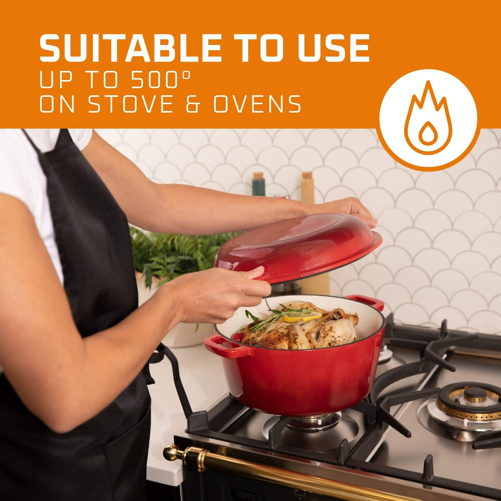 Elevate Your Cooking with the 2-In-1 Pre-Seasoned Cast Iron Dutch Oven and Skillet Lid - 5 Qt Versatile Cookware for Perfect Bread, Casseroles, and More