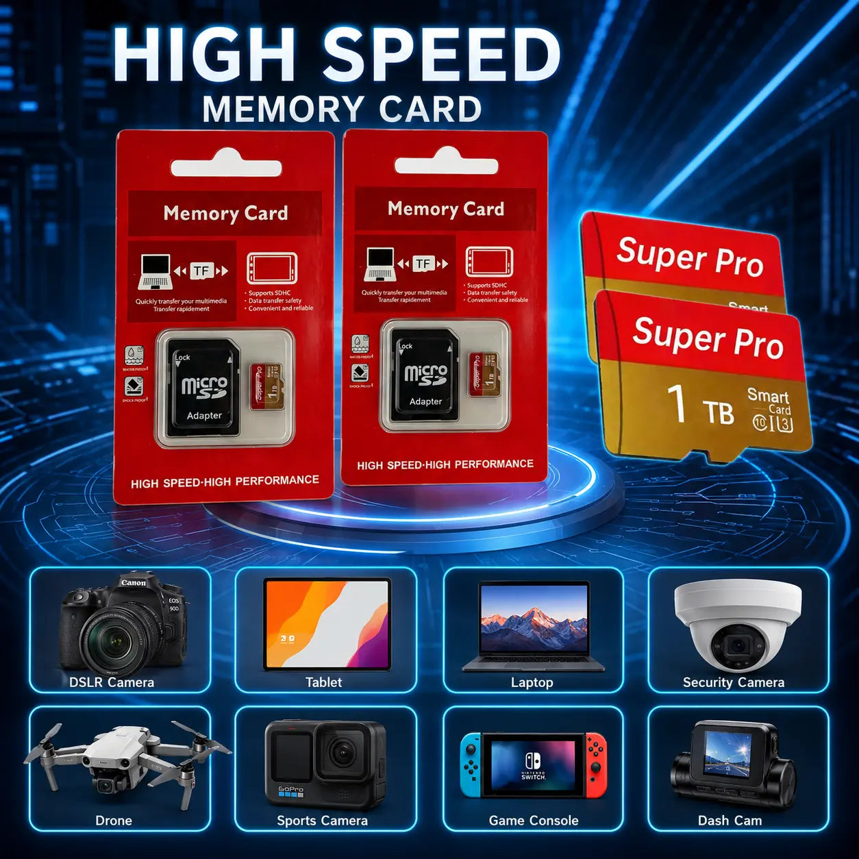 2-Pack 1TB Micro SD Card Memory Card Bundle - Universal Storage Expansion with SD Adapter for Phone Tablet Camera GPS Switch.#Summervibes #Fathersdaygift