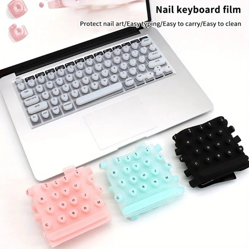 1Pc Silicone Laptop Keyboard Film Long Nails Convenient Typing Artifact Protects Manicure Available Press on Nails Key Caps