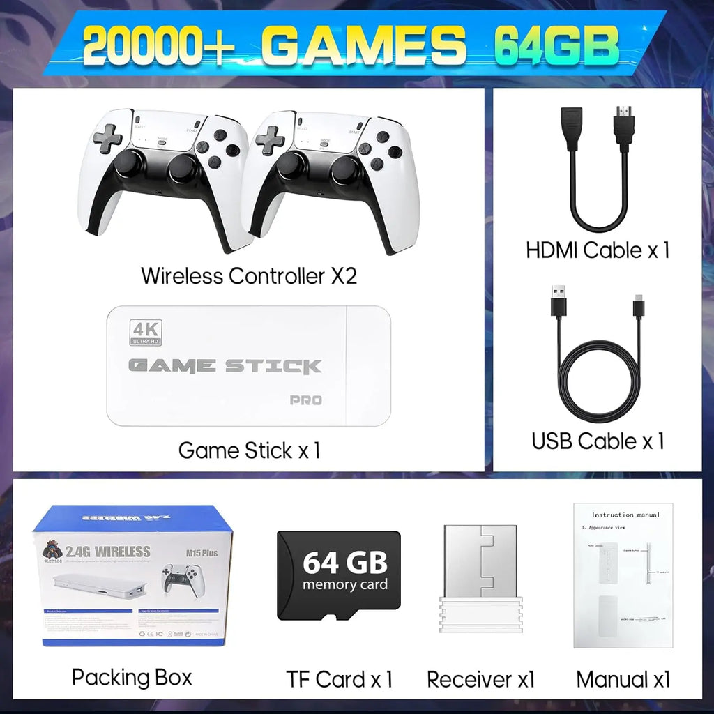 Experience Gaming Like Never Before with the 2026 New Video Gamepad Console - Over 20,000 Classic Games, Wireless Joystick, and Stunning 4K HDMI Output!