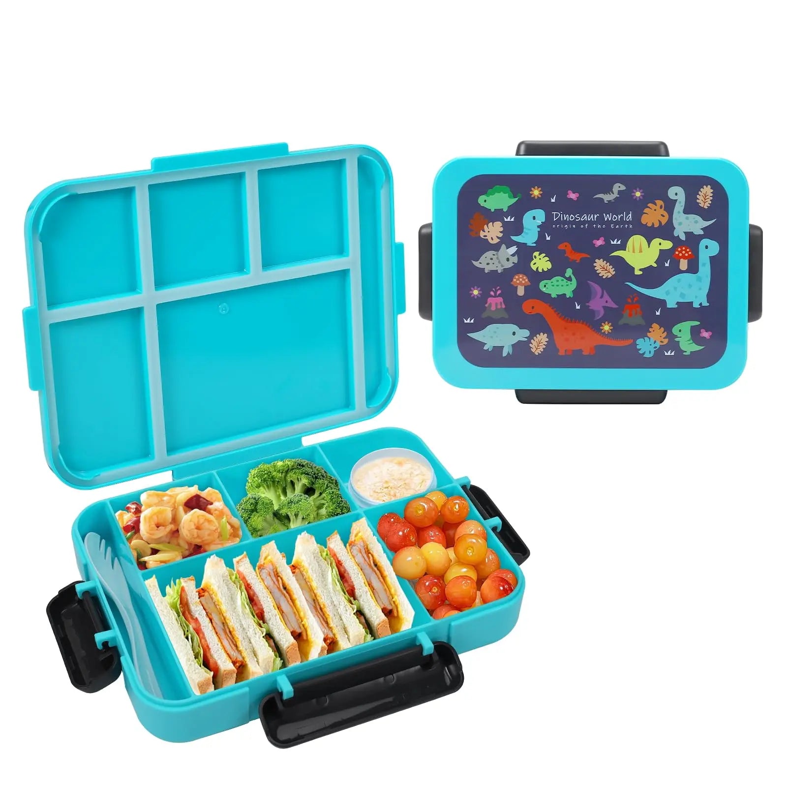Bento Lunch Box Set for Kids 8Oz Soup Thermo 4 Compartment Insulated Hot Food Jar School Travel Gift Kitchen Accessories Blue Tin Canister Tableware Containers