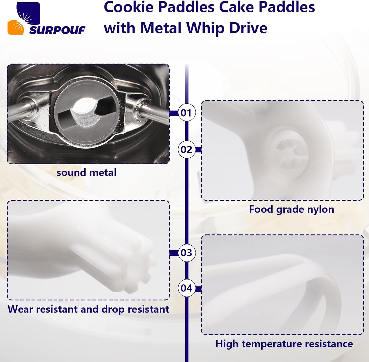 Cookie Paddles Cake Paddles with Metal Whip Drive Compatible with Universal Mixers Nutrimill Artiste Mixer