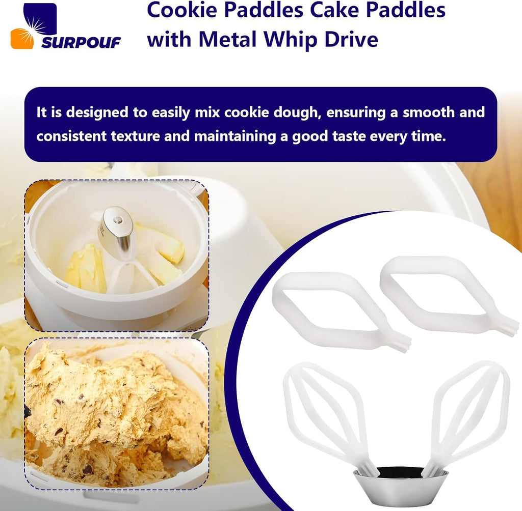 Cookie Paddles Cake Paddles with Metal Whip Drive Compatible with Universal Mixers Nutrimill Artiste Mixer
