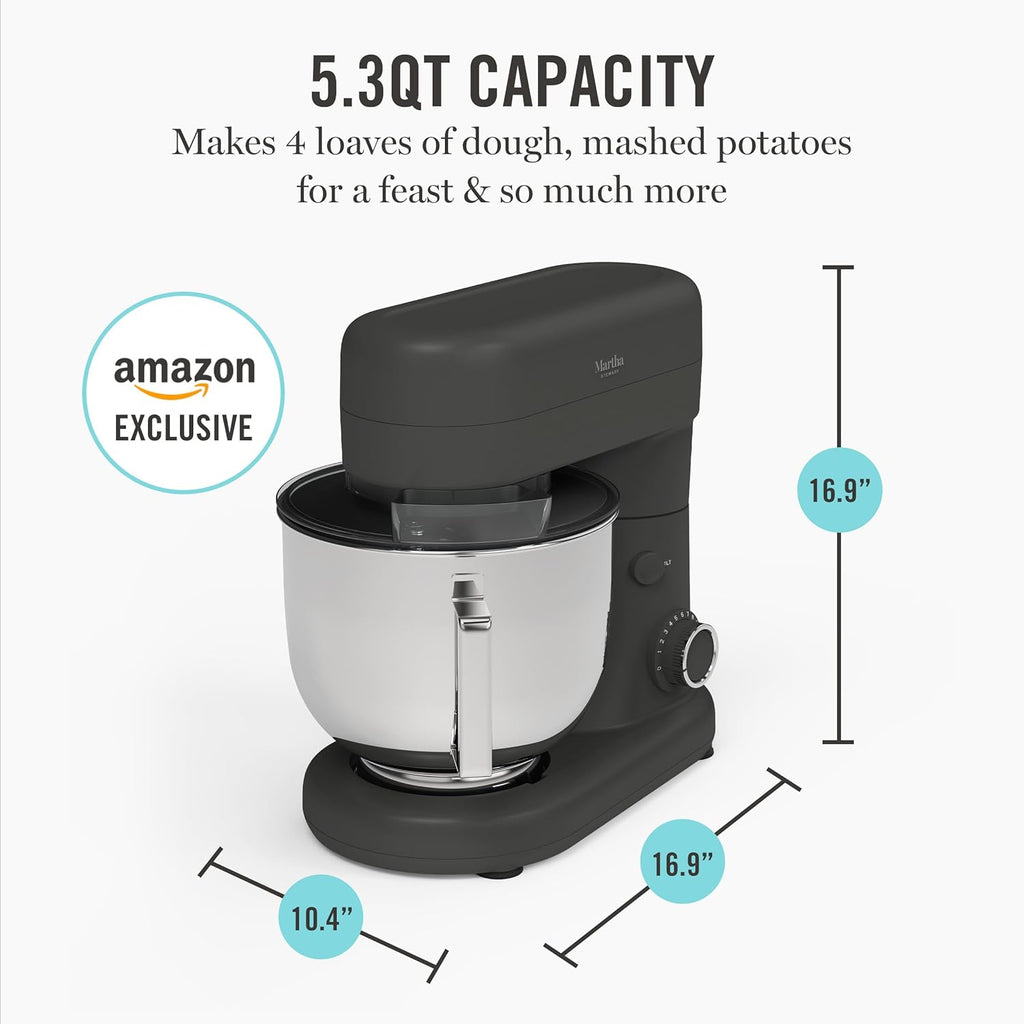 5.3Qt Stand Mixer, 12-Speed Tilt-Head Electric Kitchen Mixer with Stainless Steel Bowl, Dough Hook, Whisk & Beater, Splash Guard, Ideal for Baking Bread, Cake & Whipping, Caviar Gray
