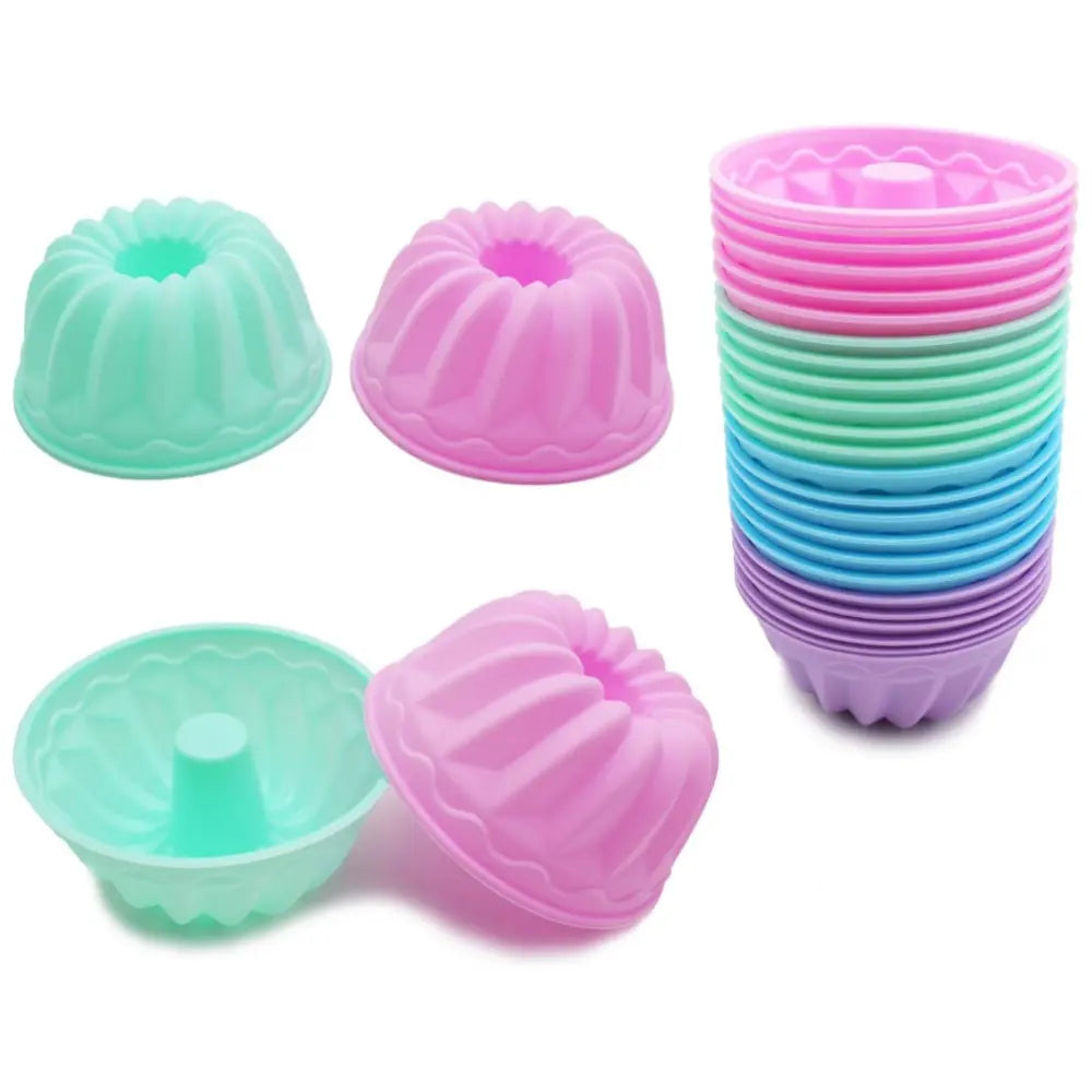 24 Pcs Reusable Silicone Baking Cups Food Grade Non-Stick Muffin Liners Silicone Donut Mold Multi Flower Shapes Reusable Muffin Liners Beauty & Personal Care
