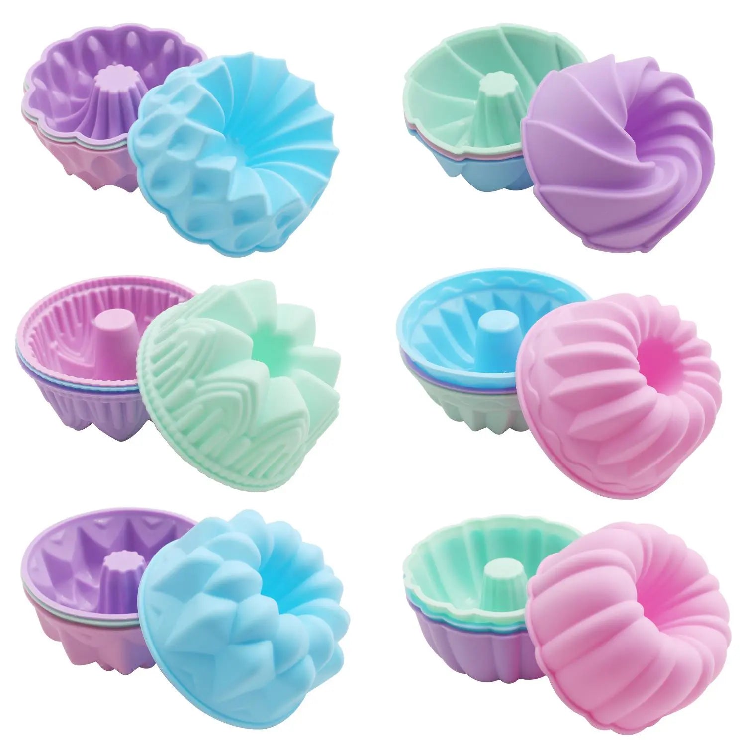 24 Pcs Reusable Silicone Baking Cups Food Grade Non-Stick Muffin Liners Silicone Donut Mold Multi Flower Shapes Reusable Muffin Liners Beauty & Personal Care