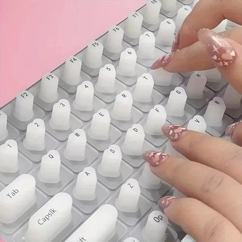 1Pc Silicone Laptop Keyboard Film Long Nails Convenient Typing Artifact Protects Manicure Available Press on Nails Key Caps