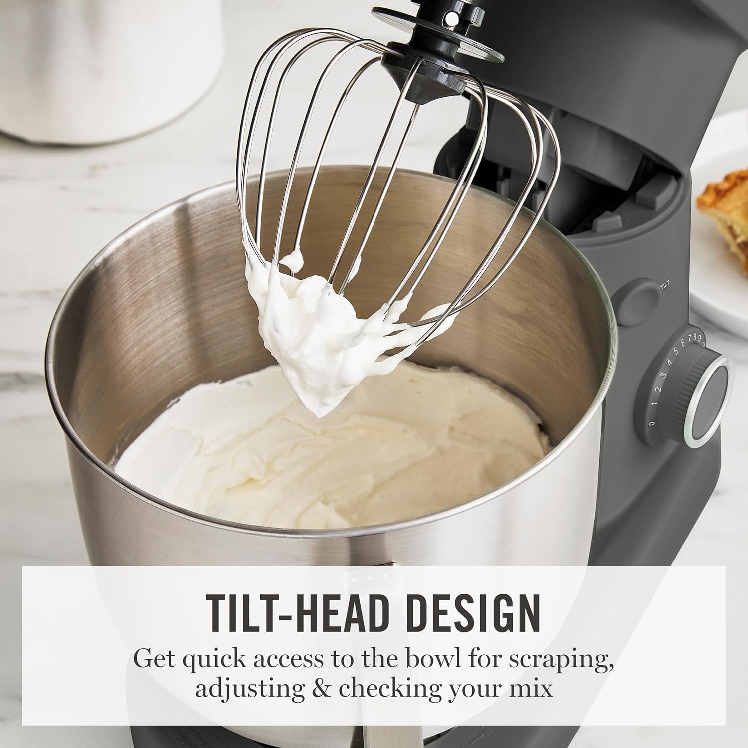 5.3Qt Stand Mixer, 12-Speed Tilt-Head Electric Kitchen Mixer with Stainless Steel Bowl, Dough Hook, Whisk & Beater, Splash Guard, Ideal for Baking Bread, Cake & Whipping, Caviar Gray