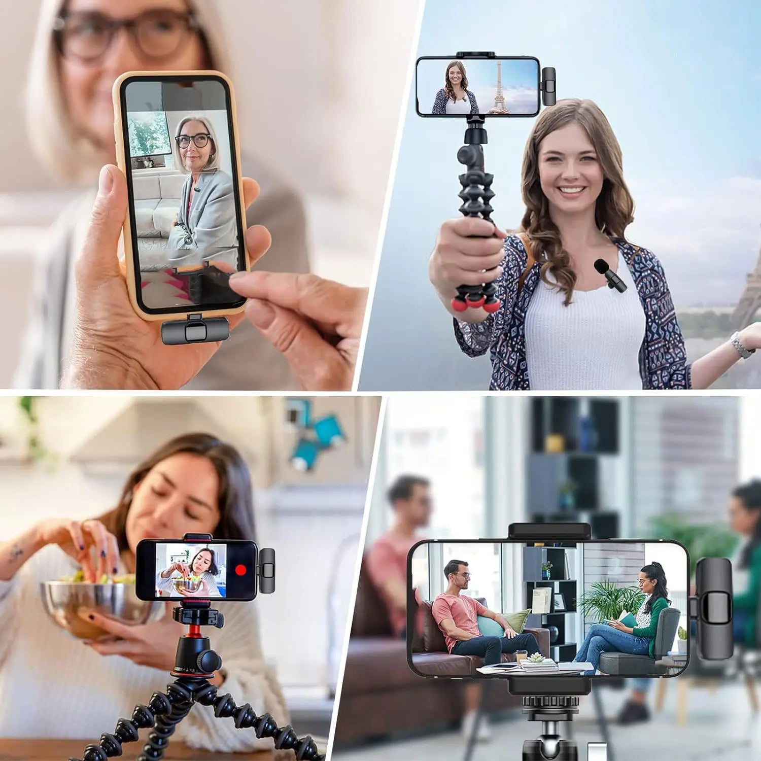 Hitozon Wireless Mini Microphone for Iphone 15/16/17, Ipad, Android, Wireless Lavalier Microphone with Noise Reduction, Portable USB C Lapel Mic for Video Recording, Vlog, Tiktok, Youtube